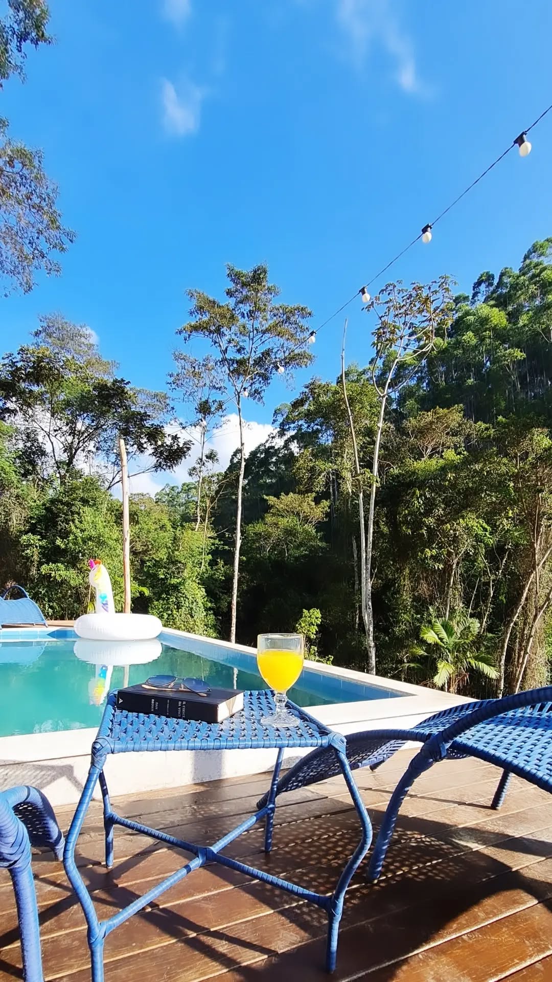 Piscina y terraza de la Casa con Piscina con vistas al bosque